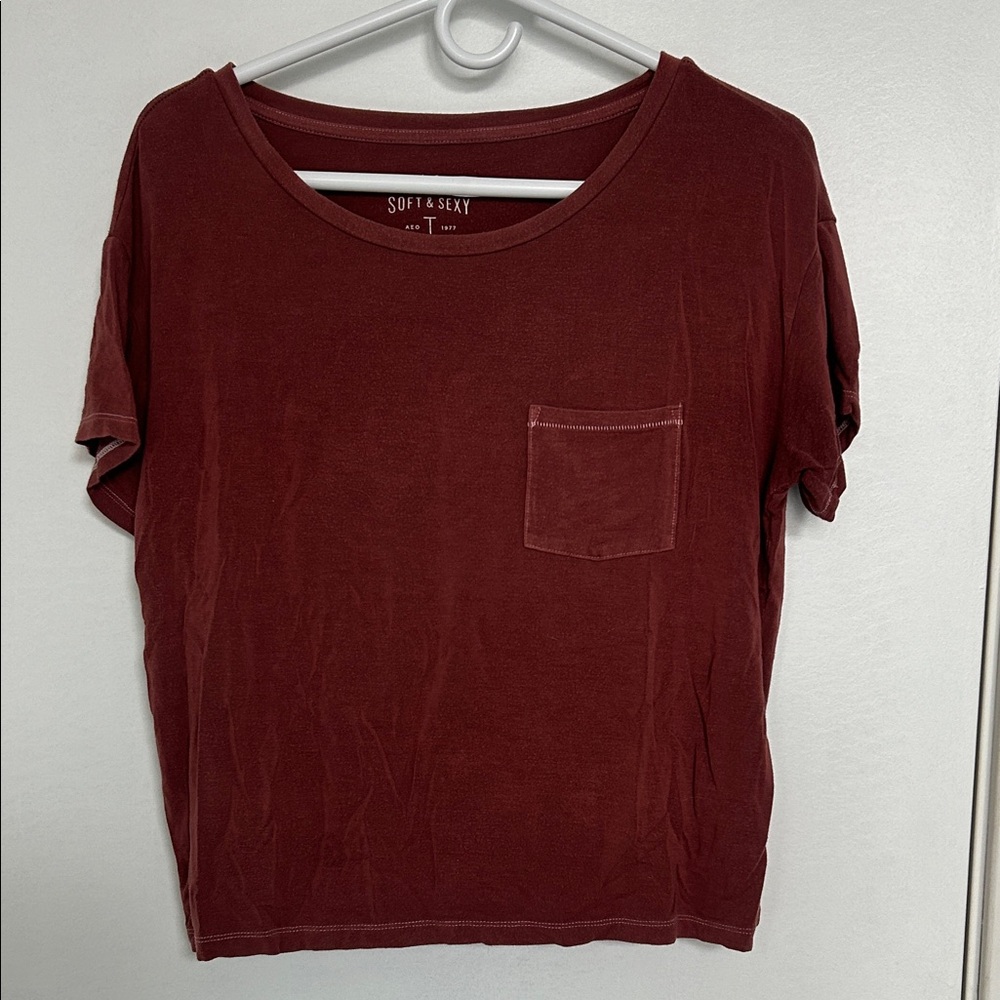 American Eagle Outfitters Soft & Sexy Short Sleeve Tee in Rust